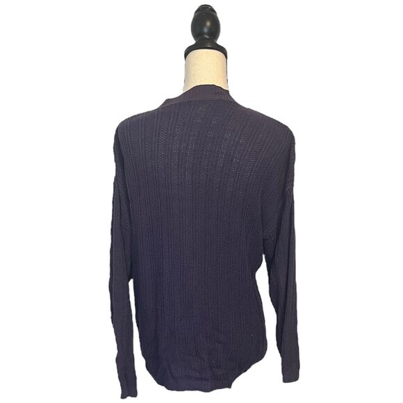 Huntington Ridge Blue Cable Knit Vintage Button Up Cardigan Sweater Large - Picture 4 of 6